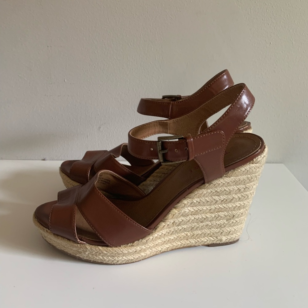 Brown Leather Wedges